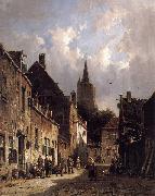 Adrianus Eversen A Dutch Street Scene oil painting reproduction